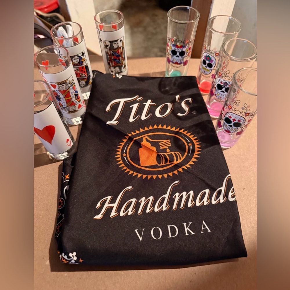 Party Shot Glasses & Titos bandanna